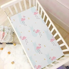 CaTaKu Baby Crib Sheets Cute Pineapple Flamingo Hawaii Mini Crib Sheets Fitted for Girls Boys,Neutral Soft Toddler Mattress Bed Sheets for Crib,27"x 39"