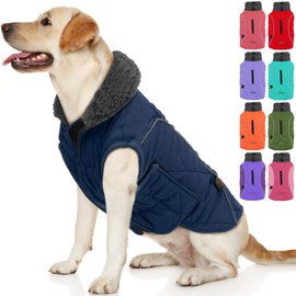 EMUST Winter Dog Coats, Fleece Dog Apparel for Cold Weather, British Style Windproof Warm Dog Jacket for Small Dog Coats for Winter, Dark Blue, XS