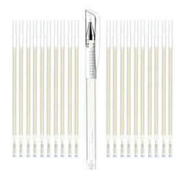 iNee Heat Erasable Fabric Pen with 20 Refills for Tailors Sewing, Quilting and Crafts, Dressmaking Disappearing Ink, White