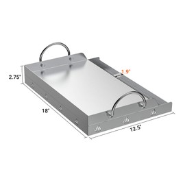 Onlyfire Universal Stainless Steel Griddle for Most BBQ Grills with Removable Handles, 18"×12.5"