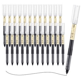 Invalidism 24pcs Rollerball Pens Black Ink, 0.5mm Retractable Black Gel Pens, Quick-Drying Smooth Ballpoint Pens for Writing, Journal, Note Taking, Home Office School Stationary Supplies