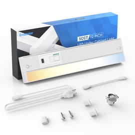Ensenior 12 Inch Hand Wave LED Under Cabinet Lighting Plug in or Hardwired with Dimmable 5CCT CRI 90+ 2.4G Wireless Sync, Under Counter Lights with for Kitchen, 120V, 8W 500LM