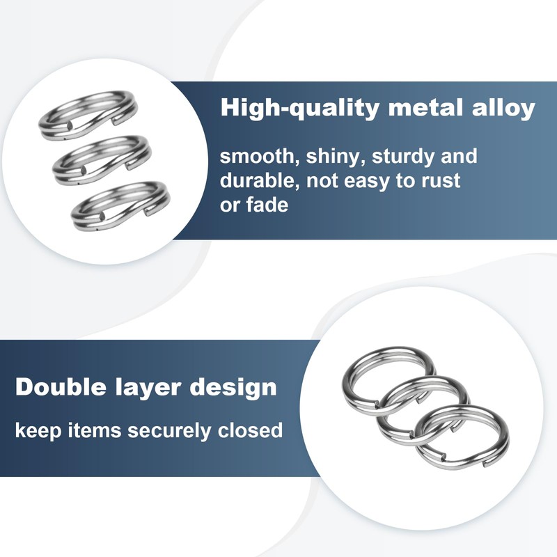 HUSAIHU 30Pcs Key Ring Hoops (10mm), Round Silver Key Rings,