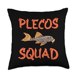 Plecostomus Pleco Fish Aquarium Food Tank Zebra Cave Throw Pillow, 18x18, Multicolor