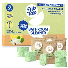 Fab Tab Bathroom Cleaner, Eco-Conscious Cleaning Tablets for Sparkling Bathrooms, Powerful Grime Remover, Citrus Scent, No Harmful Chemicals, Economical Refills - 8 Tablets (bottle not included)