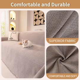 Sofa Cover Non-Slip Couch Cover for 3 Cushion Cover Furniture Protector for Dogs Pets Washable Couch Cover Protector Sofa Slipcovers(71" x 134", Light Gray)