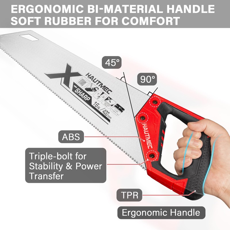 HAUTMEC 16" X-Sharp Universal Hand Saw for Speed, Cuts Quality