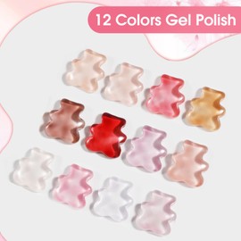 ROSALIND ROSALIND 12PCS Jelly Gel Polish, Clear Translucent Gel Nail Polish Set Sheer Transparent Effect Soak Off UV Set Nude Pink Nail Art Collection Salon DIY at Home Gifts for Women