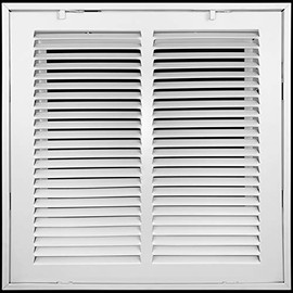 12"W x 12"H [Duct Opening Measurements] Steel Return Air Filter Grille [Fixed Hinged] for 1-inch Filters, Vent Cover Grill for Sidewall and Ceiling, White, Outer Dimensions: 14 5/8"W X 14 5/8"H