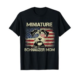 Miniature Schnauzer Mom Dog Vintage USA Flag 4th Of July Men Women Kids T-Shirt