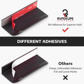 RVPEKUPE 5-Pack Adhesive Edge Finger Pulls for Cabinets No Drill Hidden Drawer Pulls Flat Stick On Cabinet Handles (Matte Black, 5.9" Length)