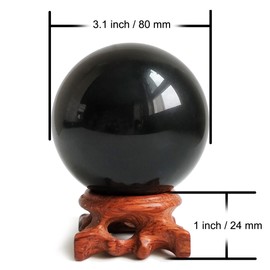 天然黒曜石オブシディアンクリスタルボール 80mm 風水 癒し浄化 開運 お守り飾り用