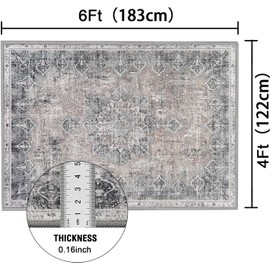 Smarcute Door Mat for Entryway Medallion Design Distressed Vintage Black and Grey Floor Rug Anti-Skid Carpet Rug for Bathroom Kitchen Doormat Bedroom Farmhouse Decor,Black Medallione- 61x91cm