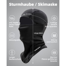 SoeKewo Balaclava Winter Balaclava Fleece Warm Ski Mask Breathable Balaclava for Motorcycle Bicycle Skiing Men and Women, black