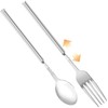 2 Pcs Exquisite Retractable Fork Spoon Stainless Steel Extendable Fork,