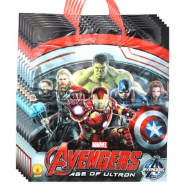 Needzo Super Hero Plastic Trick or Treat Totes, Themed Goodie Bags, 13 x 15 Inches (Pack of 6)