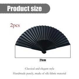 Pack of 2 hand fans, fan rave, gifts, hand fan, black, hand fan, foldable, folding fan, women, foldable Chinese, folding fan, black, fencer, for men, wedding, party