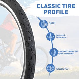 MAKELEN 2 Pack Bike Tire for Cruiser Bike 24" x2.125 Flame Pattern Thread Bicycle Tire for MTB Cruiser Bicycle Black