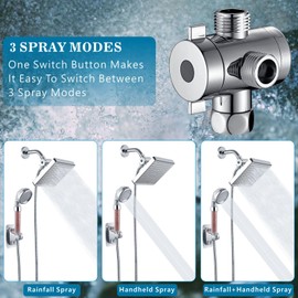 Voolan High Pressure Rain Shower Head with Handheld Spray Combo, Hand Held Filter Showerhead with Self-adhesive Holder and 59" Hose (Luxury Chrome)