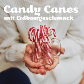 4 x Beckys Candy Canes Strawberry Flavour – 12 Red/White Candy Canes, 12 g per Piece – in Red Gift Box – Perfect for Christmas Decoration, Tree Decoration & as a Candy for the Christmas Plate