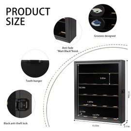 Mstrse 20 Hockey Puck Display Case - Puck Holder Wall Mount Cabinet Stand - Hockey Puck Shadow Box with Real Glass for Collection Hockey Puck, Large Black