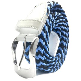 SADO Rubber Mesh Belt, Golf, Made in Japan, Handmade, One Size Fits Most, Golf Belt, Sports, black and light blue