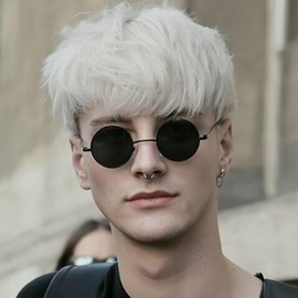 Salaibs White Short Mens Wig Synthetic Natural Layered Male Hair Wig with Bangs Daily Party for Wig Cap