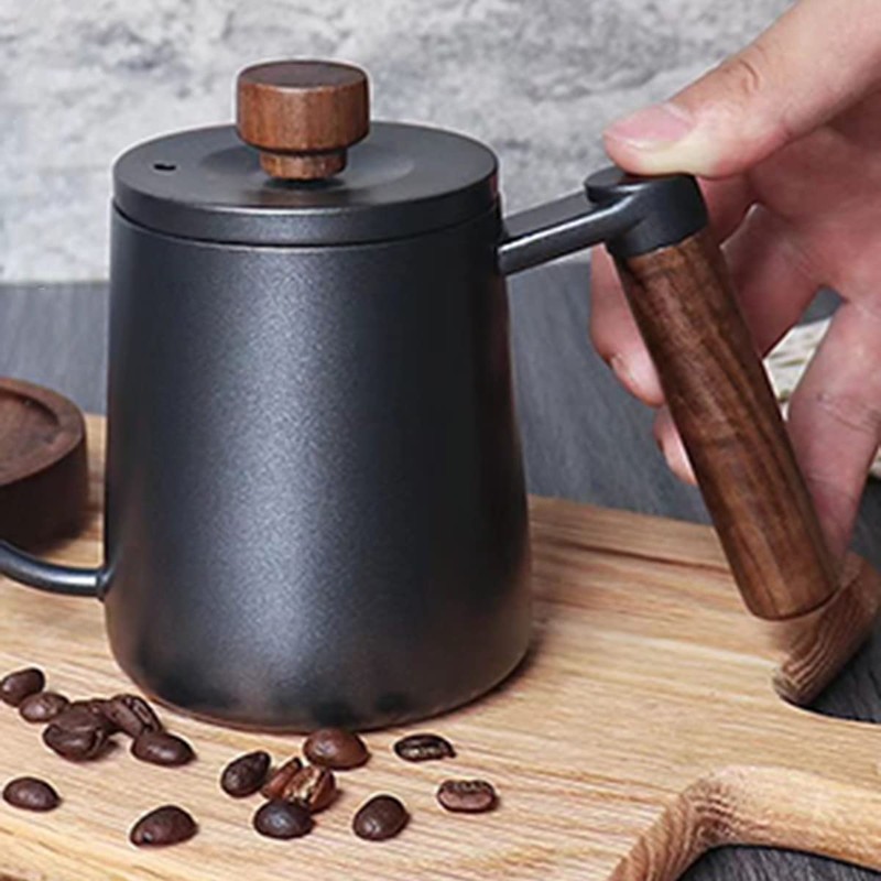 SOVIFKI Coffee Drip Pot, Graduated Drip Pot, Walnut Wood Handle