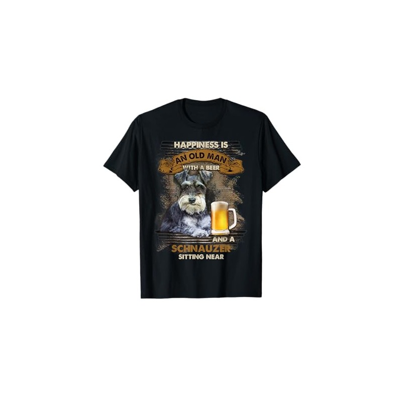 Schnauzer Sitting Near Old Man Gift For You T-Shirt