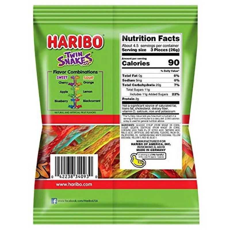 Haribo of America Twin Snakes Gummi Candy Sweet & Sour