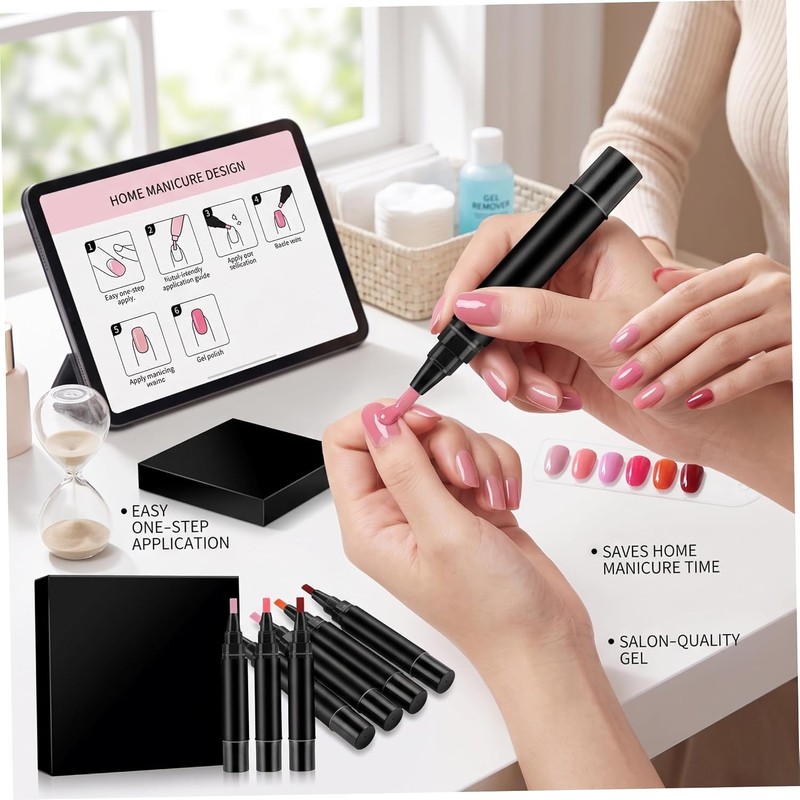 2 juegos de bolígrafos de esmalte uñas gel, 12 colores,