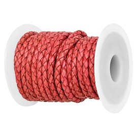 GENIQUE Real/Genuine Round Braided Leather Cord String Rope Folded, Leather Rope for Crafts, Jewelry Making, Necklace, Bracelets (Cyclaman Distressed, 3mm)