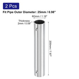 sourcing map 2Pcs 2-Way Straight Pipe Fitting Connector, Fit 1 Inch(25mm) OD Pipe Stainless Steel 200mm Length Structural Pipe Connector Chain Link Fence Clamp