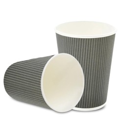 Restaurantware-12 Ounce Disposable Coffee Cups, 500 Ripple Wall Hot Cups For Coffee - Lids Sold Separately, Rolled Rim, Gray Paper Insulated Coffee Cups, For Hot Coffee, Tea, And More