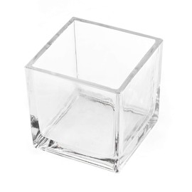 CYS EXCEL Glass Cube Vase 5"x5"x5" | Square Wedding Flower Vase Centerpieces | Cubic Glass Candle Holder