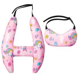 Chunful H-Shape Car Seat Pillow for Kids Car Travel Pillow for Kid Children Vehicle Sleeping Head Support Back Seat Adjustable Head Neck and Shoulder Support for Long Trips Sleeping (Unicorn)