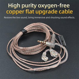 KYUHEEO KZ ZS10 Pro Cable with Mic Oxygen-Free Copper 2Pin 0.75mm Upgraded IEM Cable with 3.5mm Plug for KZ EDX Pro ZAS ASX ZSX TRN ST2 CS4 Earphones(C Pin,with Mic)