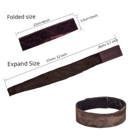 Funyn Wig Grip headband Elastic Scarf Headband, Adjustable Wig Grip band with Mesh Caps, for Keeping Wigs in Place (dark brown, 21.6inch)