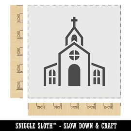Church Building Wall Cookie DIY Craft Reusable Stencil - 5.5 Inch