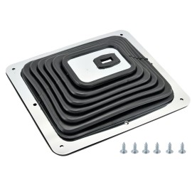 Universal Large Hurst Style Rubber Shifter Boot W Chrome Plate Kit 7-3/4 x 8-3/4