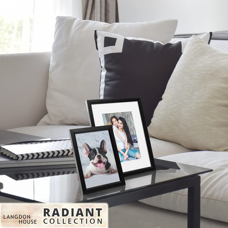 Langdon House 7x5 Picture Frames (Black, 6 Pack), Modern w/Bevelled