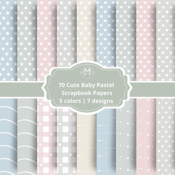 Baby Pastel Scrapbook Paper Book – Double-Sided Decorative Sheets for