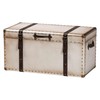 Baxton Studio Nevio Canvas Storage Trunk, Beige/Coffee/Black