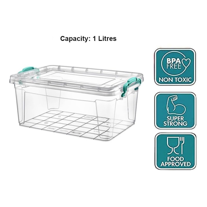 Best House | Small Plastic Storage Box with Clips &