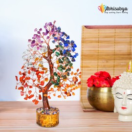 ABHISUBYA Crystals and Healing Stones - Chakra Tree - Crystal Tree of Life - Gemstone Tree - Crystals Decor - Crystal Money Tree - Chakra Trees - Meditation Accessories - Crystals Gifts for Christmas