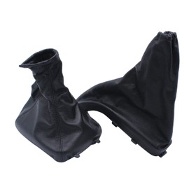 SHLPDFM Gear Stick Gaiter + Handbrake Gaiter Genuine Leather Black for Opel Astra G 1998-2009