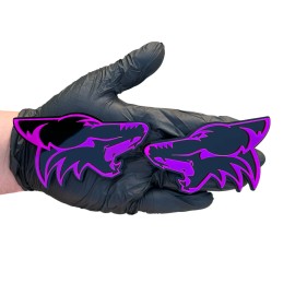 UsaStandard Coyote Badges Emblem Purple on Black , 2 Badges, Fender Angry Aggressive Racing