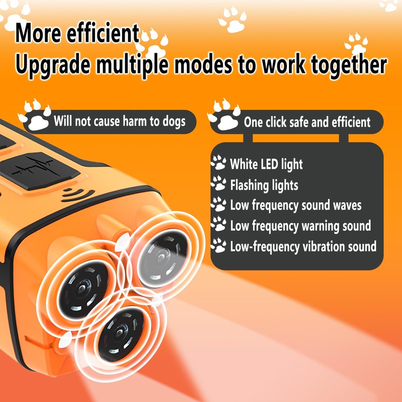 Dog bark Deterrent Devices,tripling Anti Barking Device for Dogs,Flash Vibration