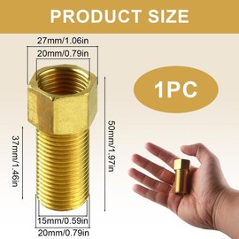 Brass Threaded Pipe Fittings 1/2 PT Male X 1/2 PT Female Adapter 50mm Female Hex Pipe Fitting Extension Water Pipe Reducer Thread Fitting for Toilet Fill Valve Water Supply Line 1/2 BSPT
