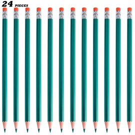 24 Pieces Checking Pencils Green Pencils Erasable Pre-Sharpened #2 HB with Erasable Tops for Checking Map Coloring Tests Grading (Green)